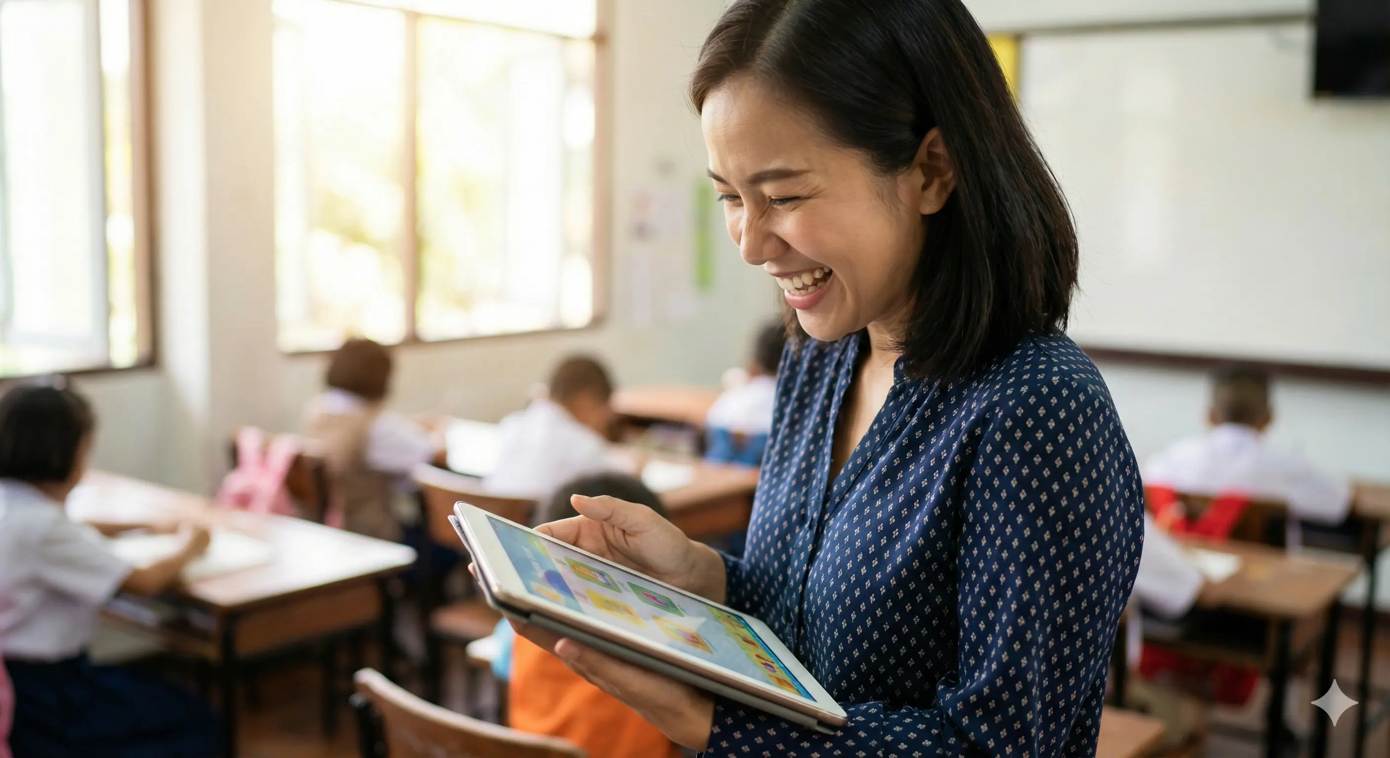 ครูมีความสุขกับการสอน