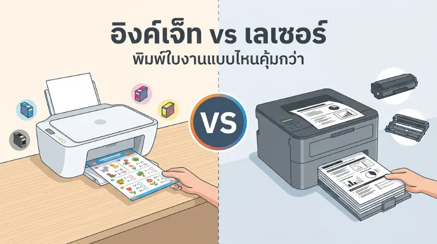 อิงค์เจ็ท vs เลเซอร์: ครูพิมพ์ใบงานเอง เลือกแบบไหนคุ้มกว่า