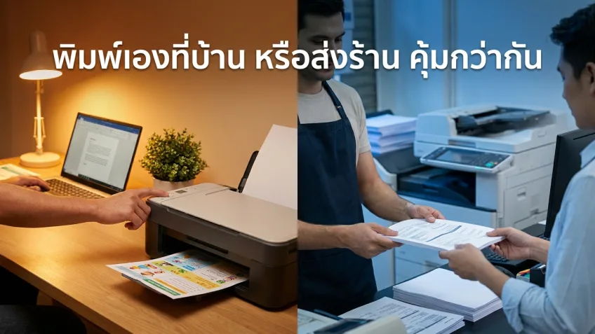พิมพ์ใบงานเองที่บ้าน vs ส่งร้านถ่ายเอกสาร คุ้มกว่ากันตอนไหน