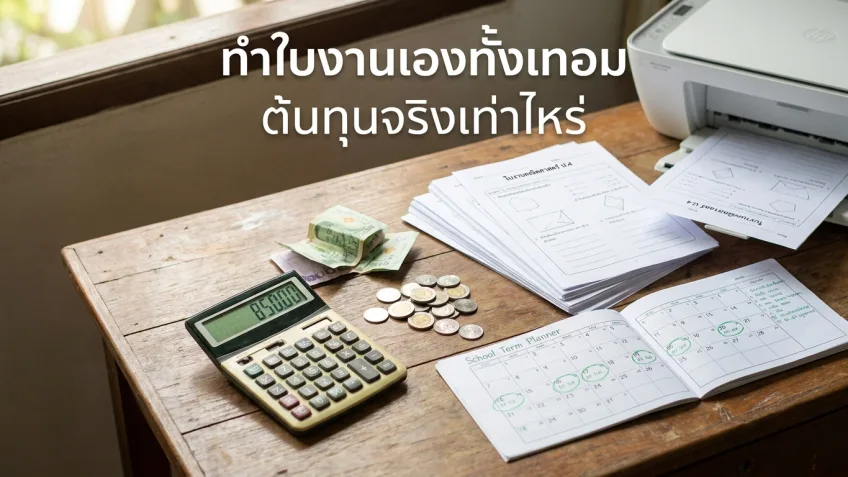 ทำใบงานเองทั้งเทอม ต้นทุนจริงเท่าไหร่ คุ้มตั้งแต่เทอมแรกไหม